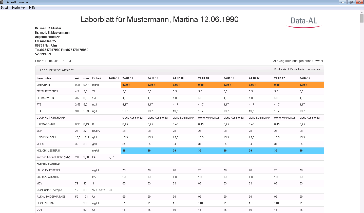 Laborblatt