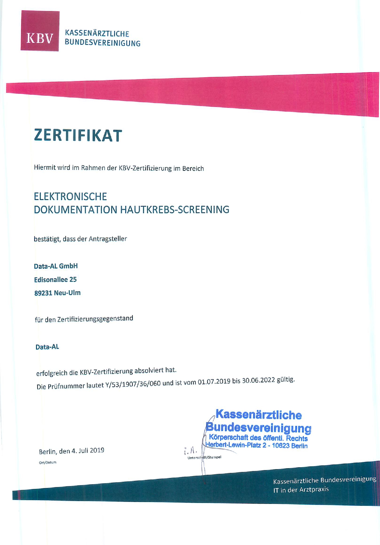 Dokumentation Hautkrebs-Screening